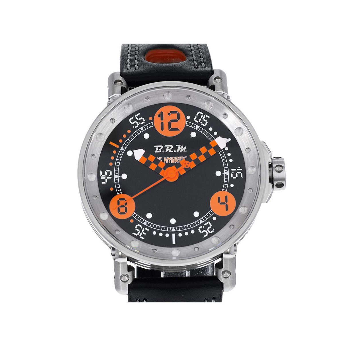 Montre d'occasion BRM V6-44 homme acier bracelet cuir noir