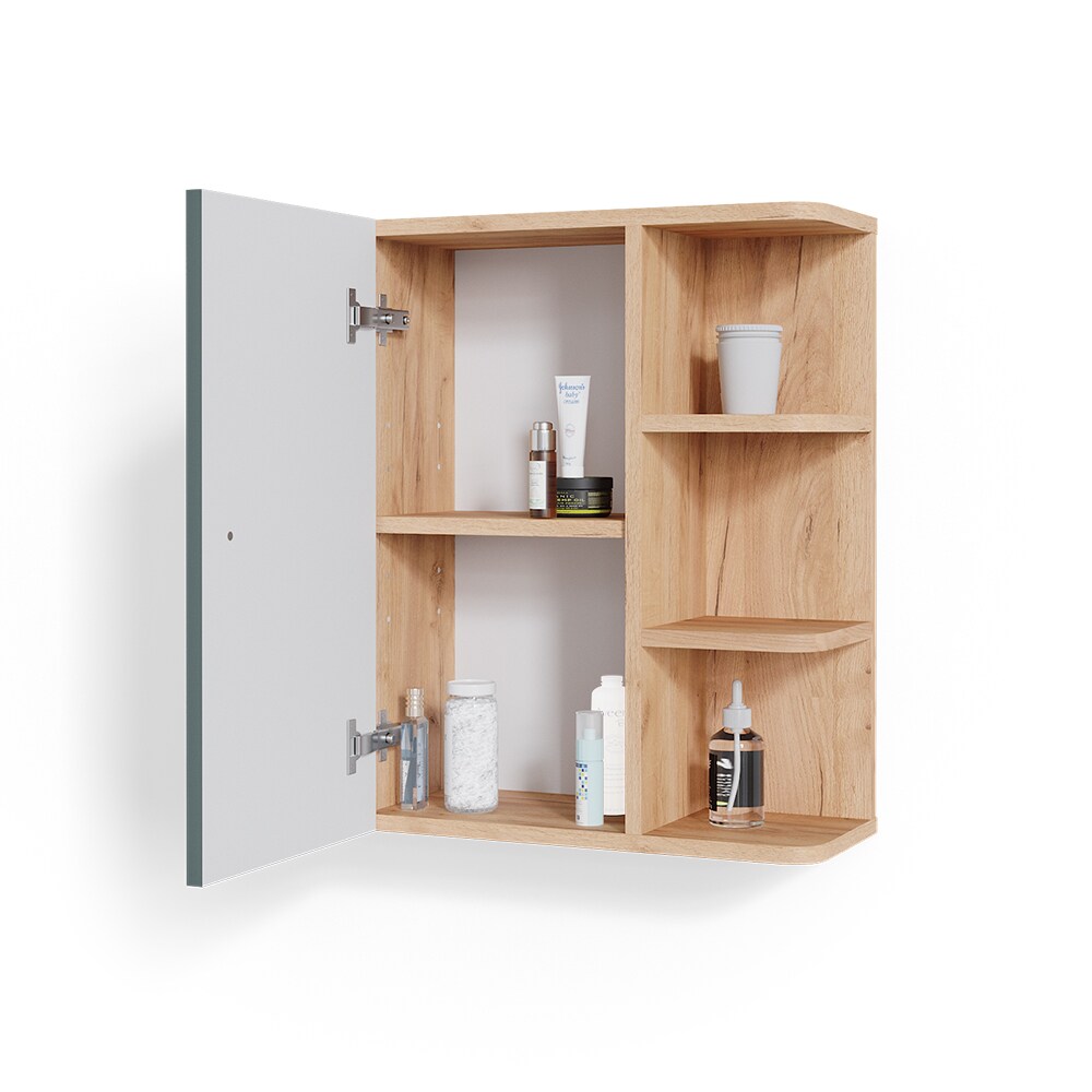 Vicco Hängeschrank Badschrank Badezimmerschrank Fynn Eiche Grün Ablagen Regal