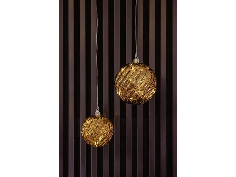STT Glass ball brown, 15 cm Warmweiss LED Dekoration