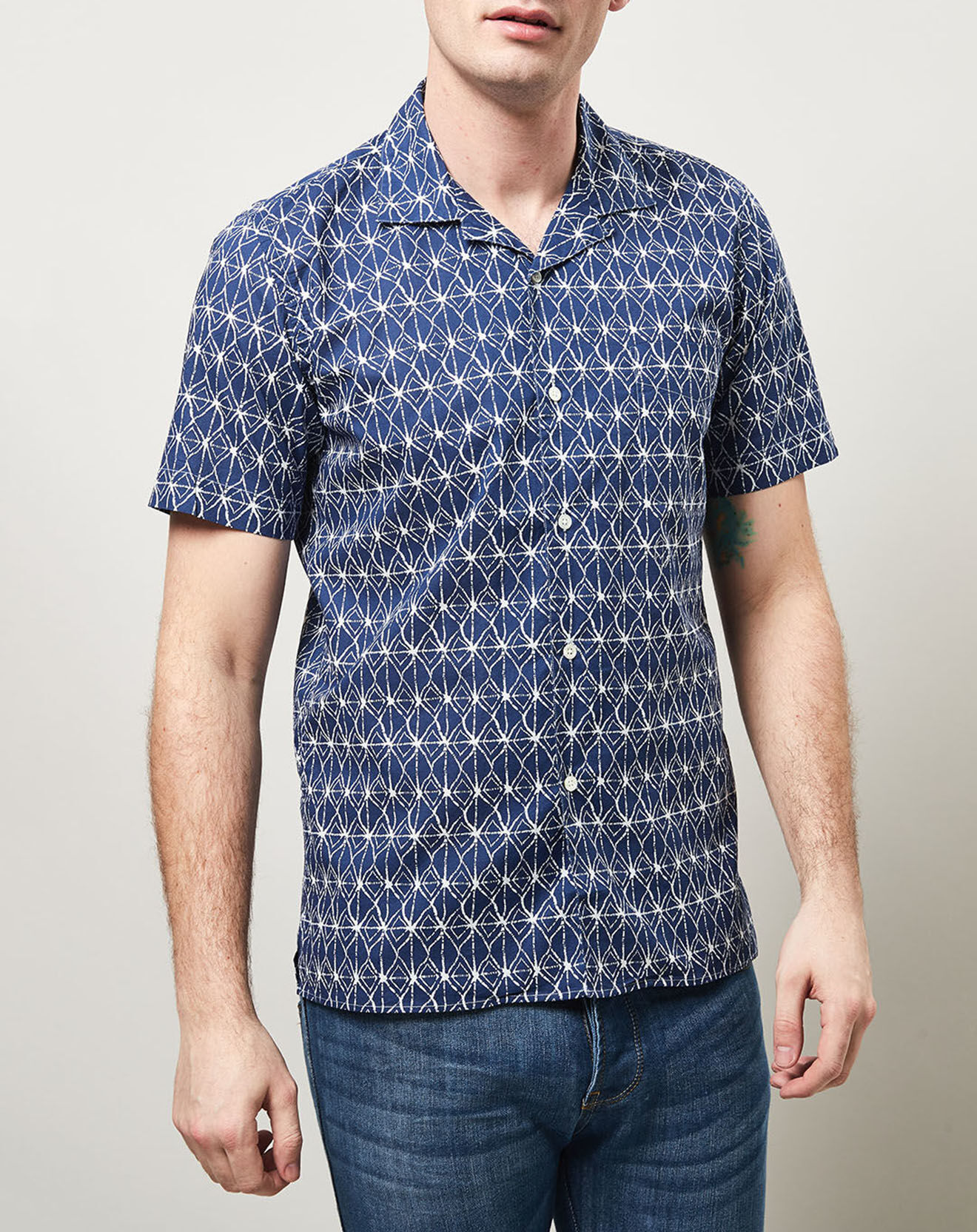 Hartford Chemise slim Slam imprimé bleu/blanc