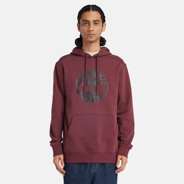Moletom com capuz Timberland Tree Logo para homens na cor bordô.