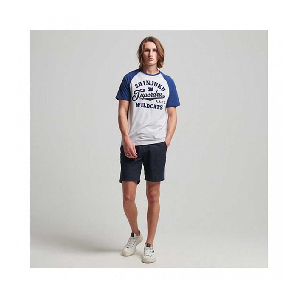 Superdry VINTAGE HOME RUN RAGLAN - Tee-shirt Homme glacier grey marl/regal blue