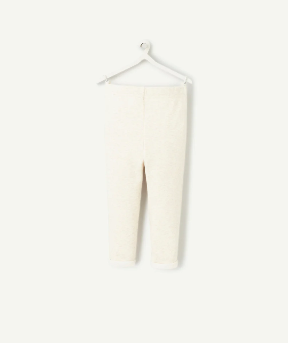 LEGGING BÉBÉ FILLE EN FIBRES RECYCLÉES ÉCRU CHINÉ AVEC NOEUD