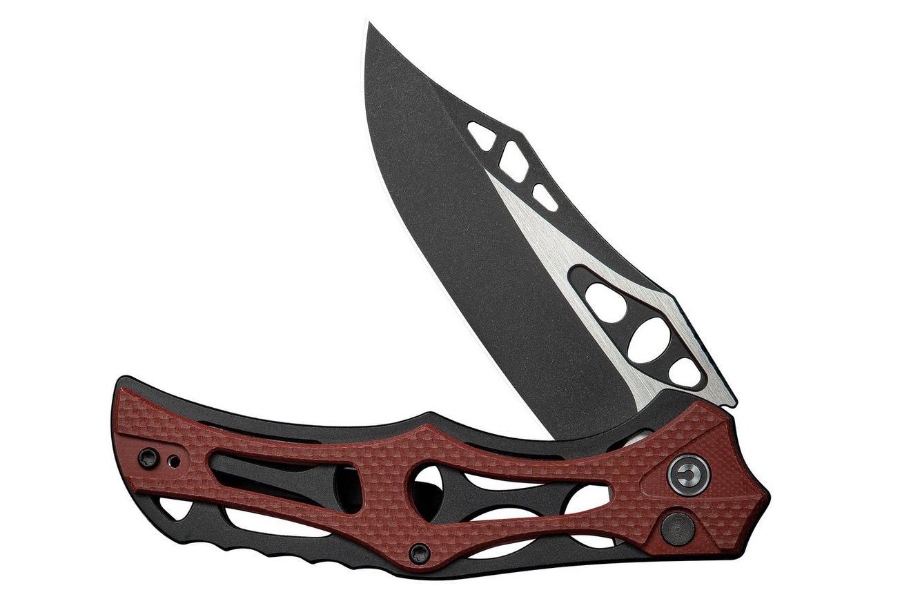 Civivi Biophase C23083C-1 Blackwashed Nitro-V, Black Aluminium Burgundy Coarse G10, zakmes