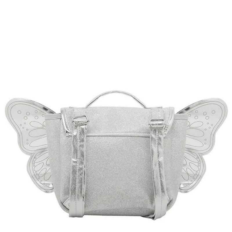 Mini cartable Caramel et Cie Papillon 26 cm Argent