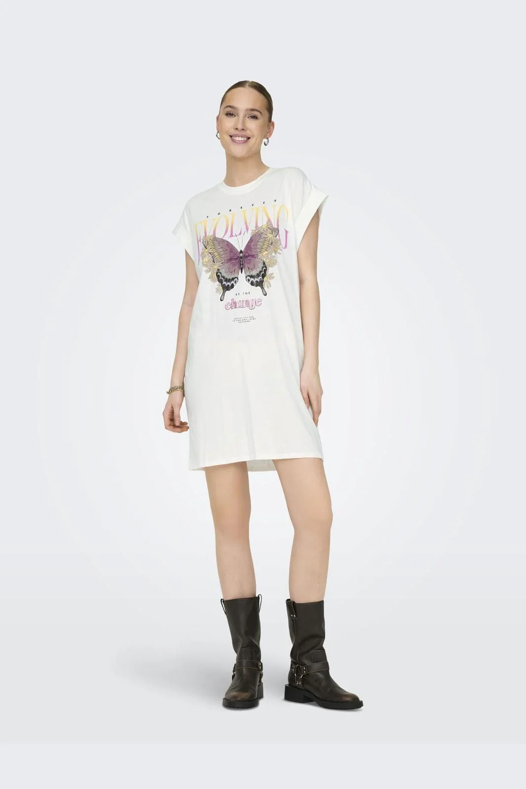 Only Onllucy Life S/L Butterfly Dress Box 4506685 cloud dancer evolving lovely