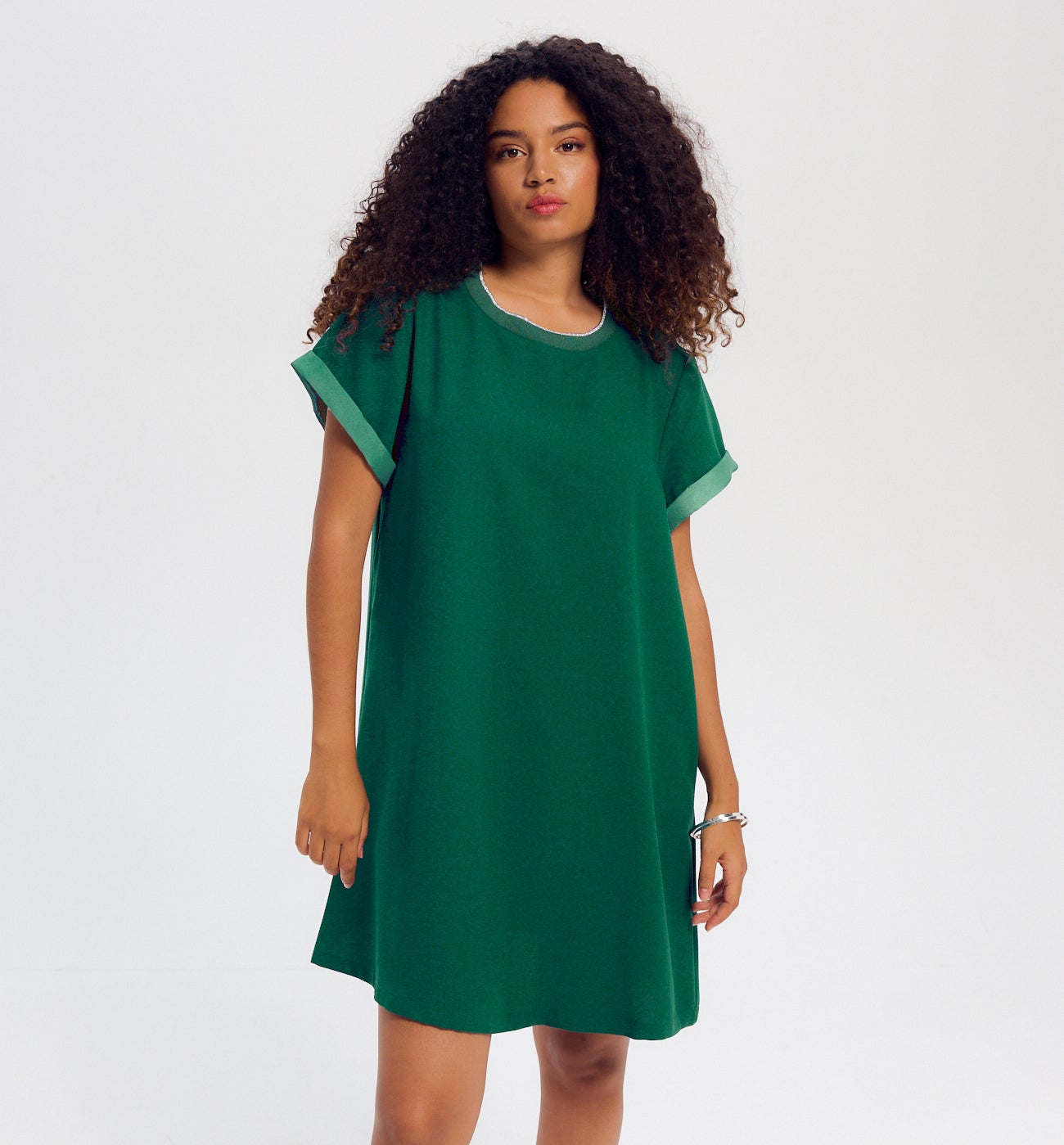 Robe manches courtes Femme - Vert émeraude