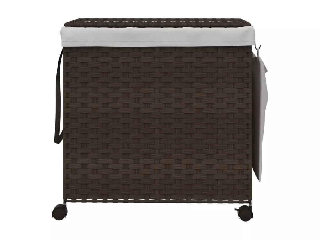 Panier à linge avec roulettes marron foncé 60x35x60,5
