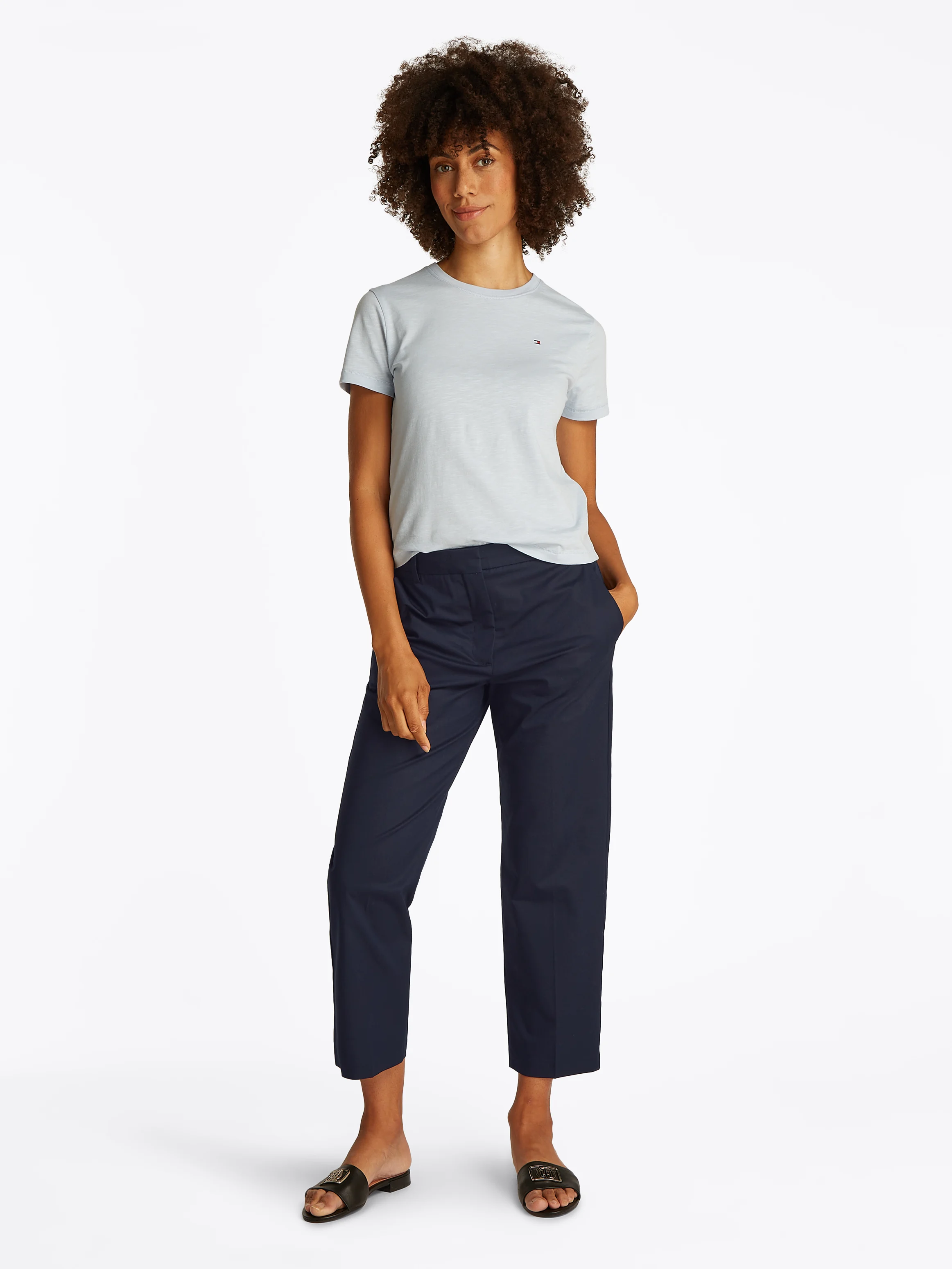 Pantalon chino slim en coton bio mélangé | Bleu