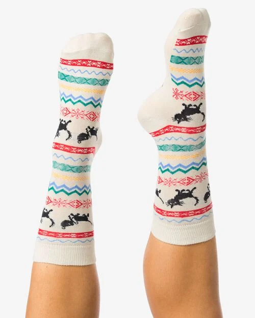 chaussettes de Noël nordiques Takkie femme blanc cassé