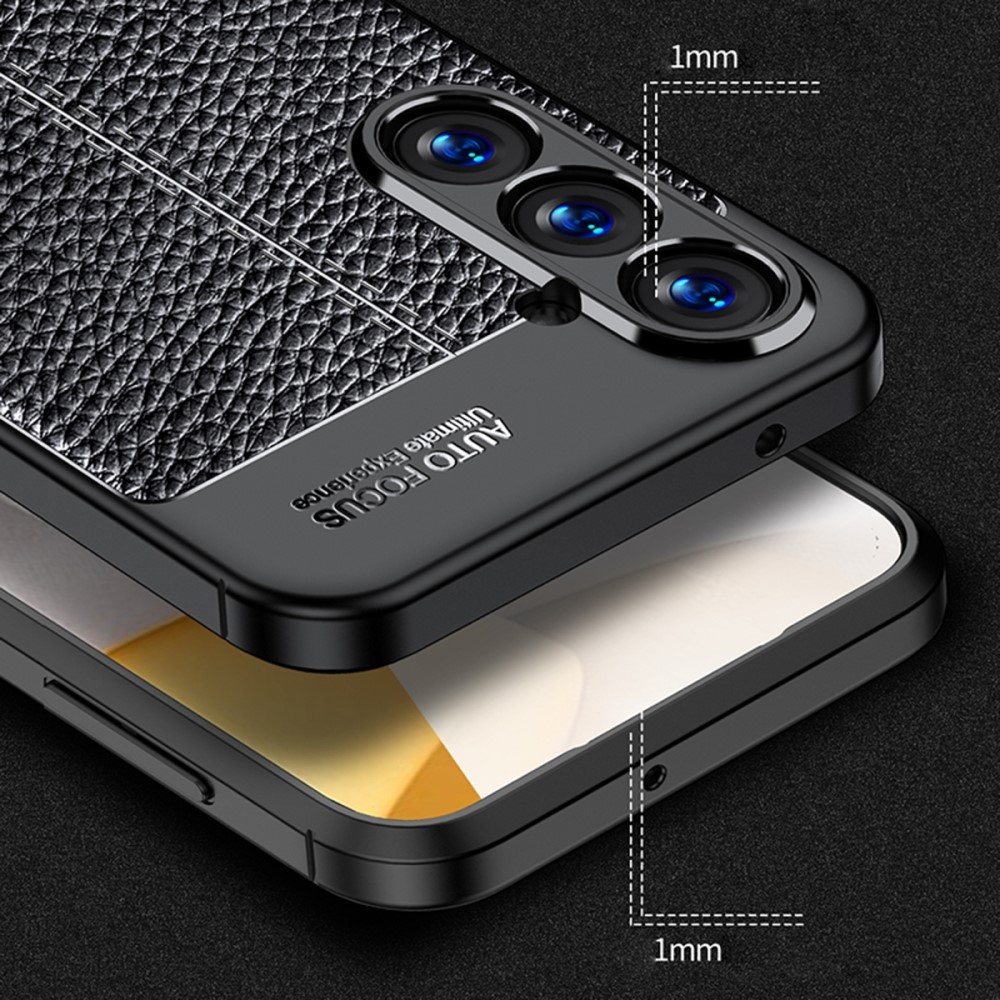 Samsung Galaxy S23 FE Gummi Hülle Litchi Look - Schwarz