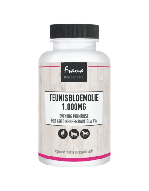 Frama Teunisbloemolie 1.000mg - Supplement - 90 caps Hond-Kat-Paard