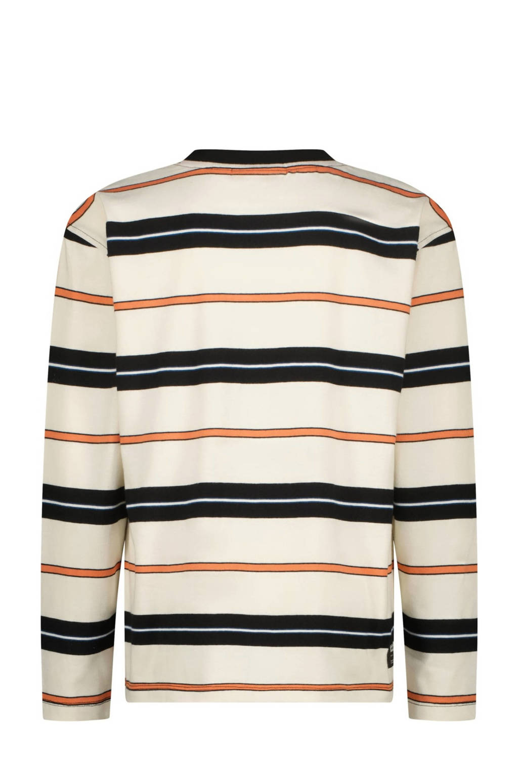 Vingino gestreepte longsleeve Jaci ecru/zwart/bruin