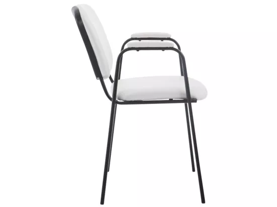 Lot de 4 Chaise de salle à manger - Similicuir & Métal noir mat - Blanc - Ken Pro