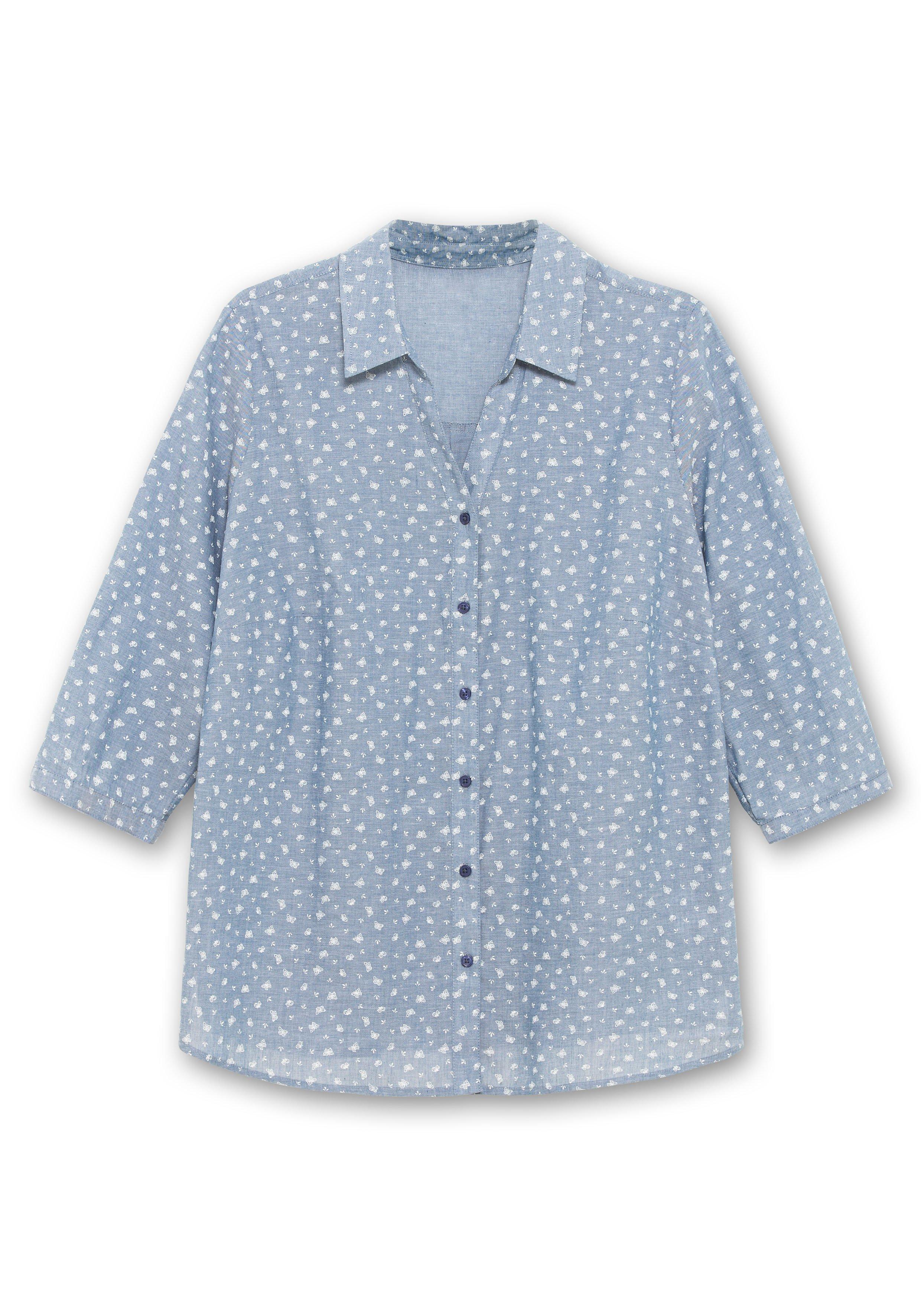Bluse in Jeansoptik mit Schmetterlingsprint