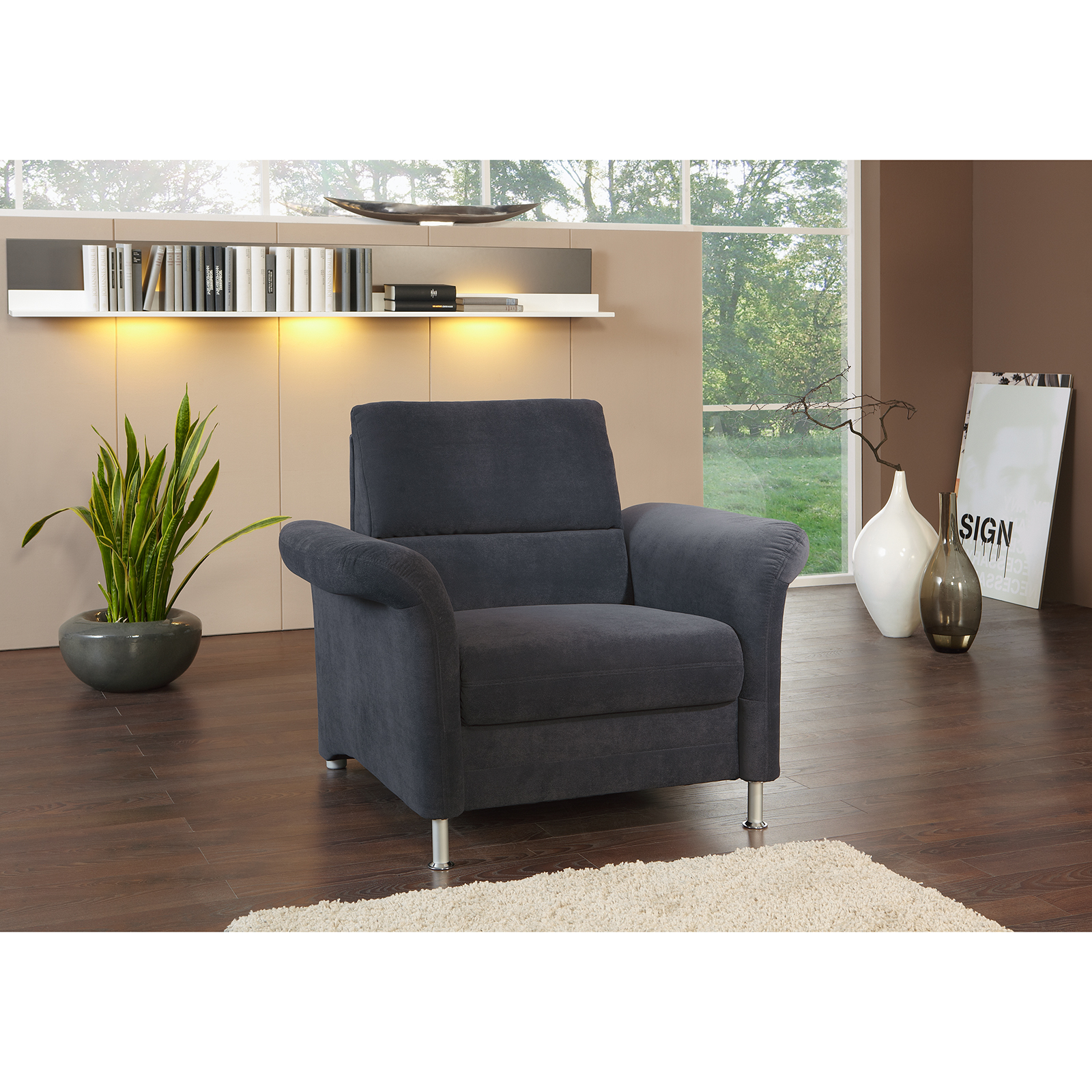 Sessel - anthrazit - Flockstoff