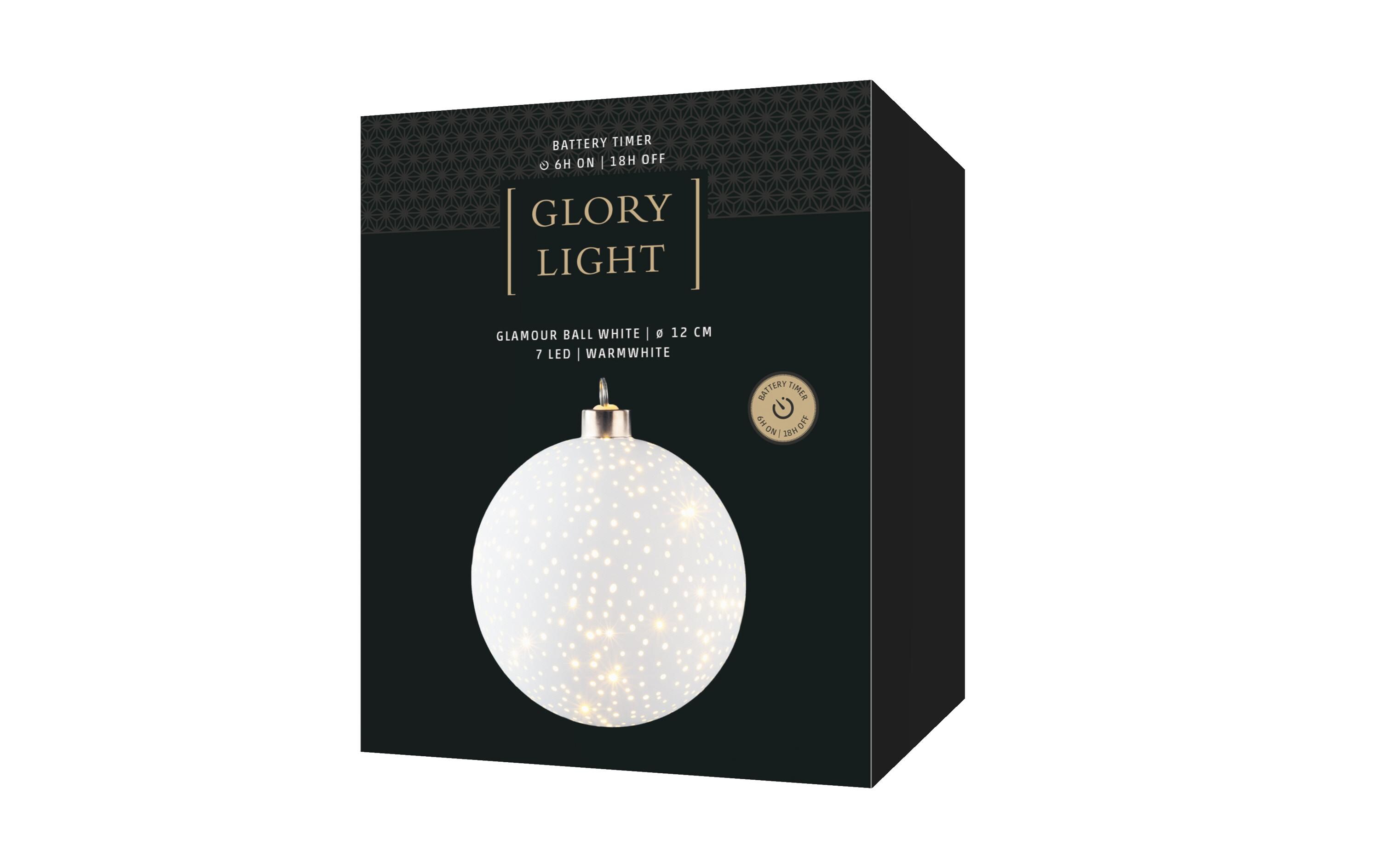 Hänger Glamour Ball M, Ø 12 cm, WeissWeihnachtshänger für den Innenbereich