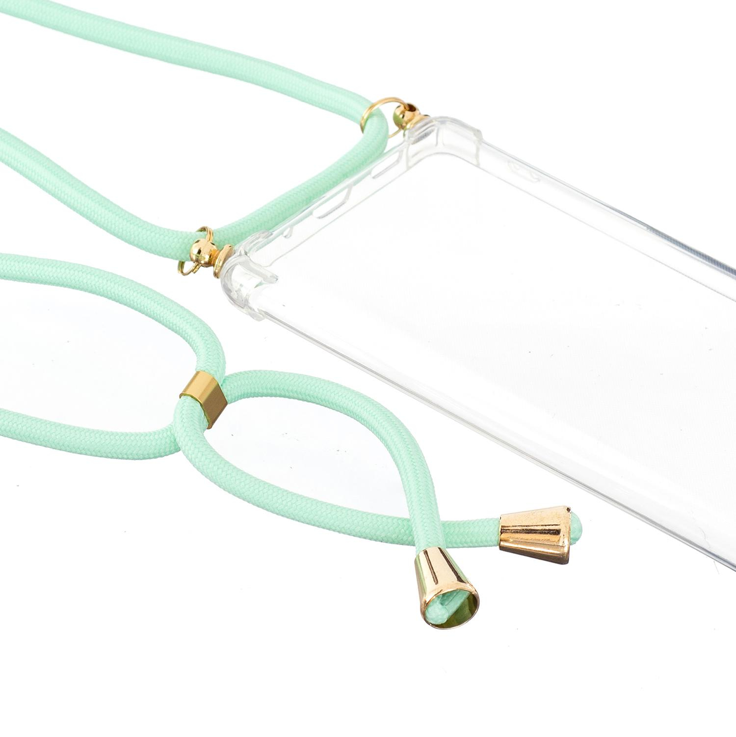 Samsung Galaxy S20 FE / S20 FE 5G Necklace Gummi Hülle Air Cushion Fallschutz   Handykette (150cm) - Türkis / Gold