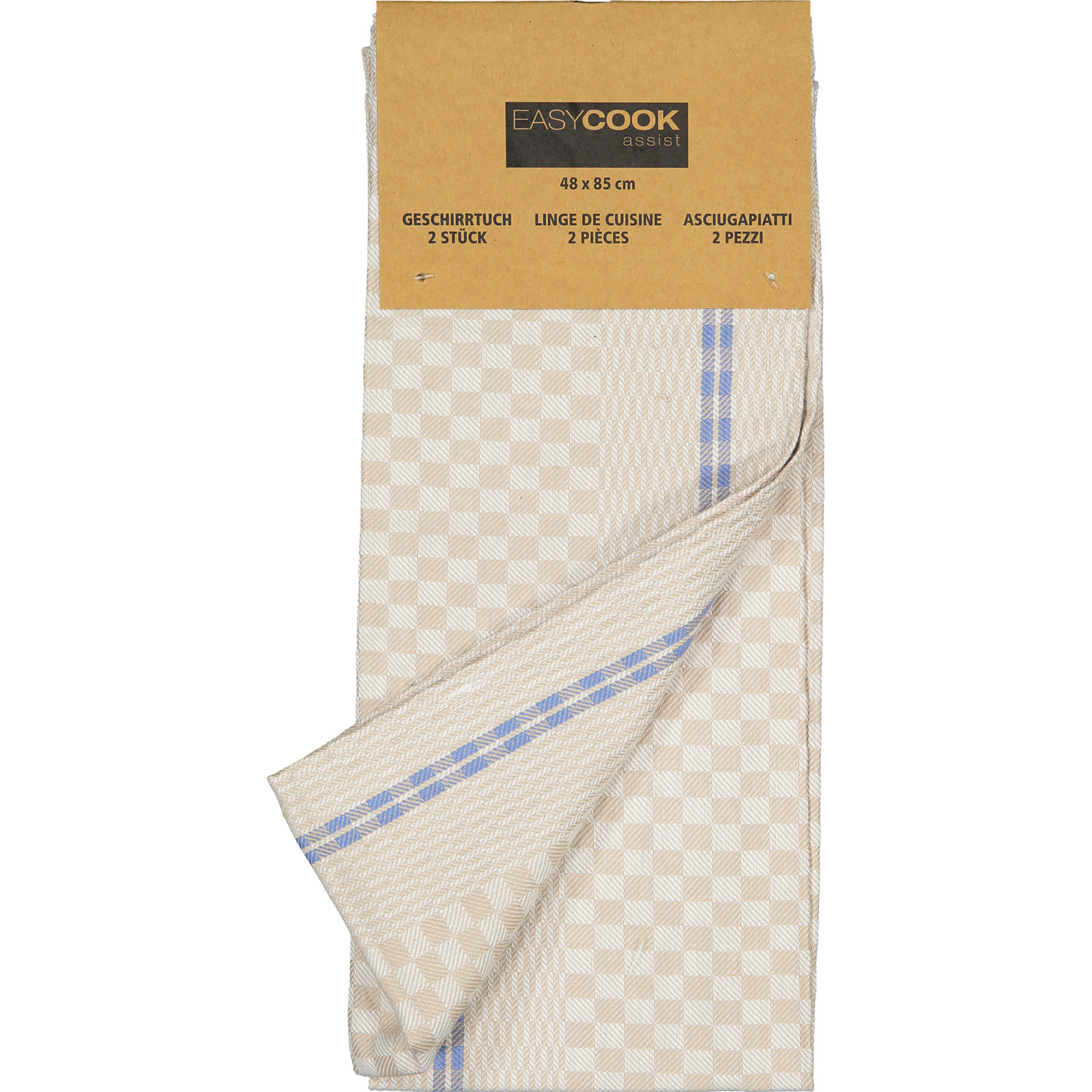 Allzwecktuch 2er-Pack 48 x 85 cm Karo beige