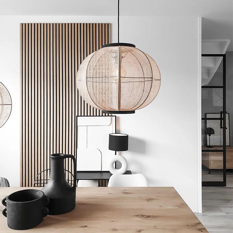 Oosterse hanglamp bruin stof 48 cm - Rob