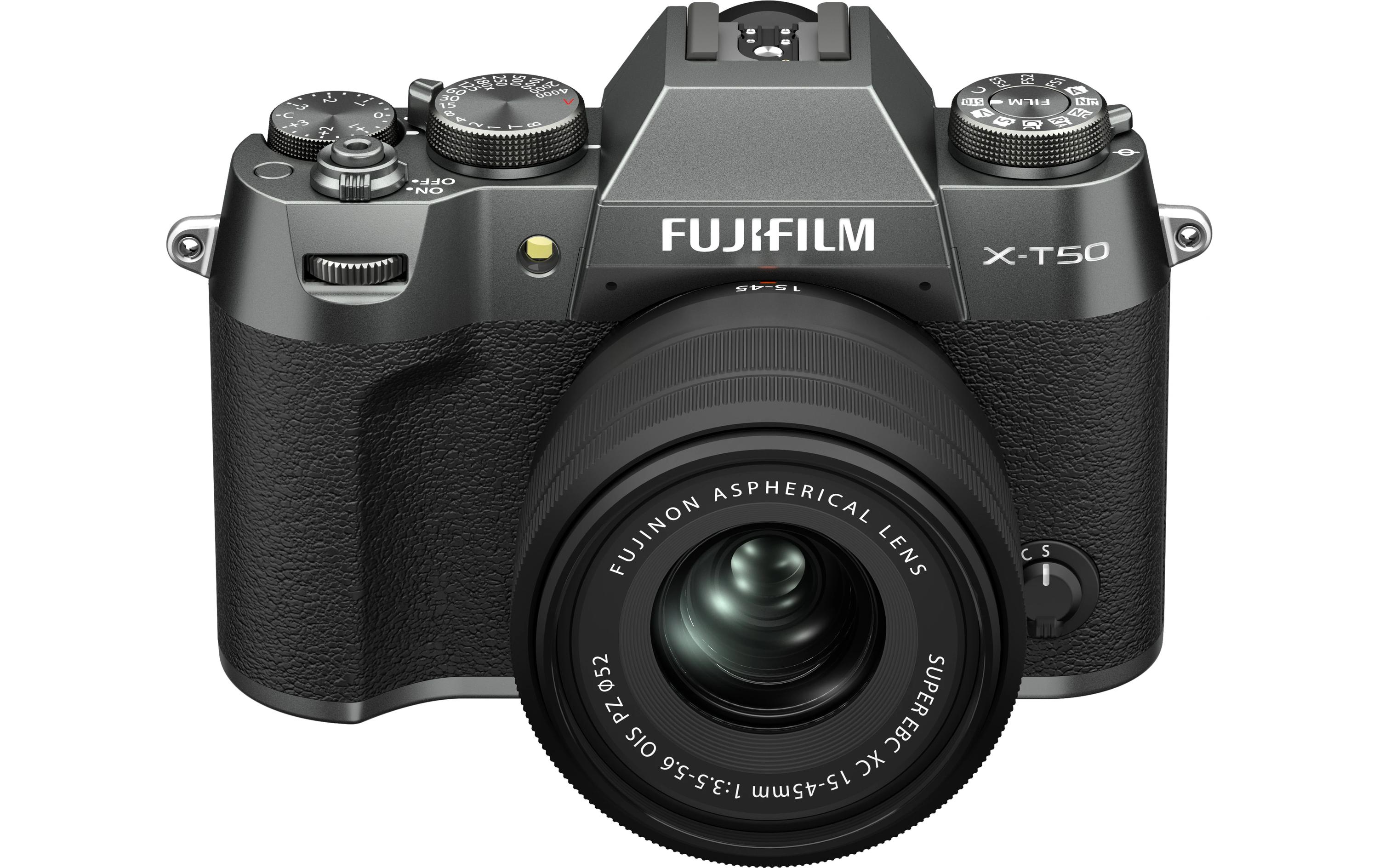 Fotokamera X-T50 Charcoal Kit XC 15-45mm<br>Kompakte Systemkamera mit 40.2-Megapixel-Sensor, 6.2K-Video und Filmsimulations-Einstellrad