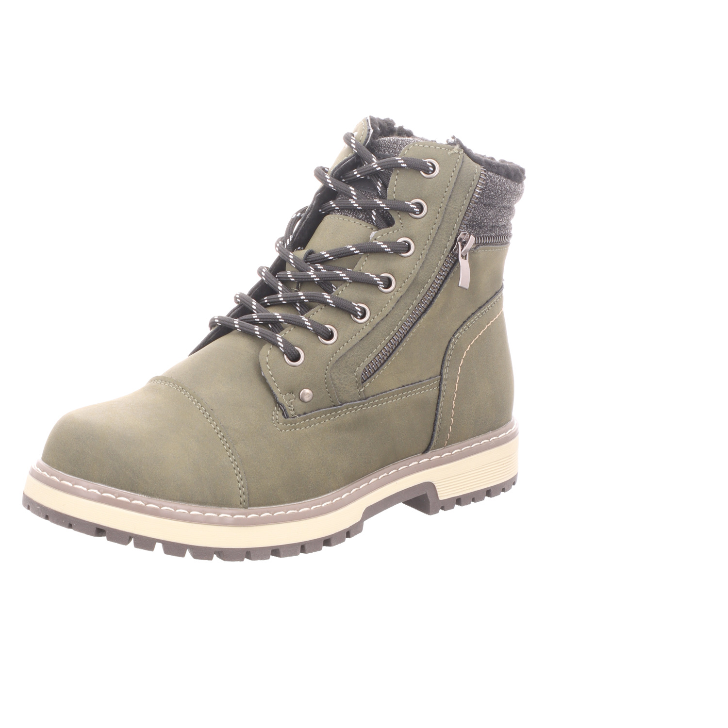 BOXX Herren-Schnürstiefel gefüttert Oliv-Grün