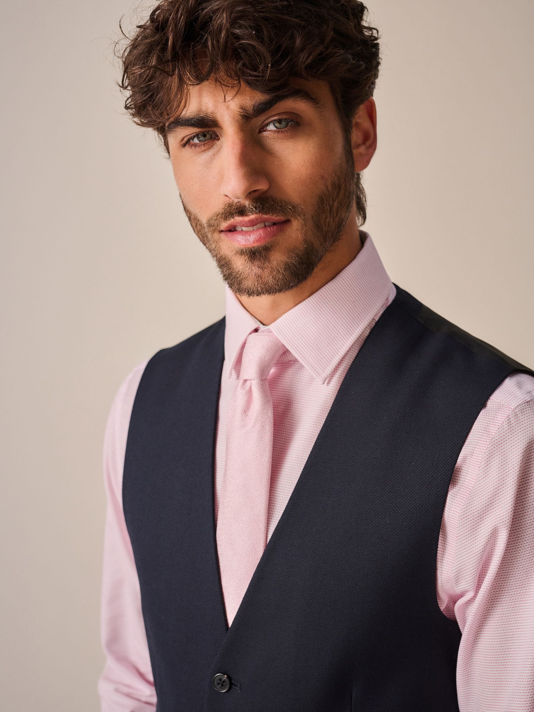 Donkerblauw - Herenvest met textuur