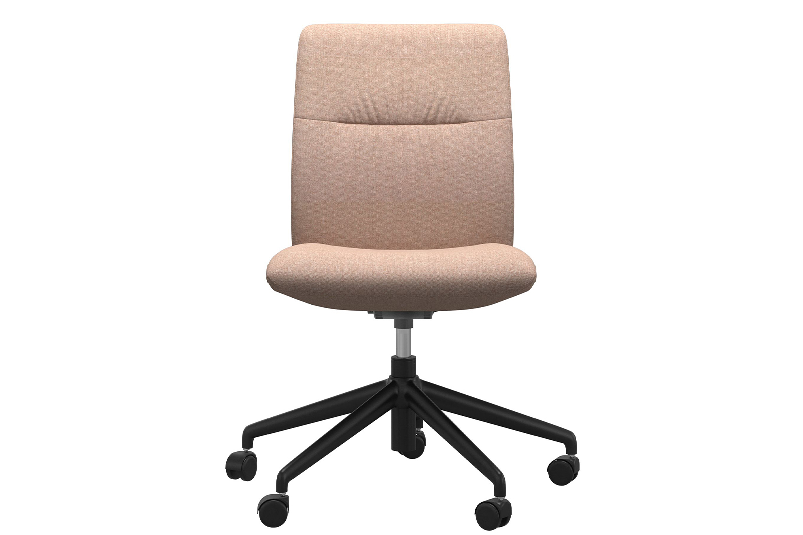 Mint kontorstol Lav stol i tekstil Clover Light Burgundy uten arm og med matt sort understell\n