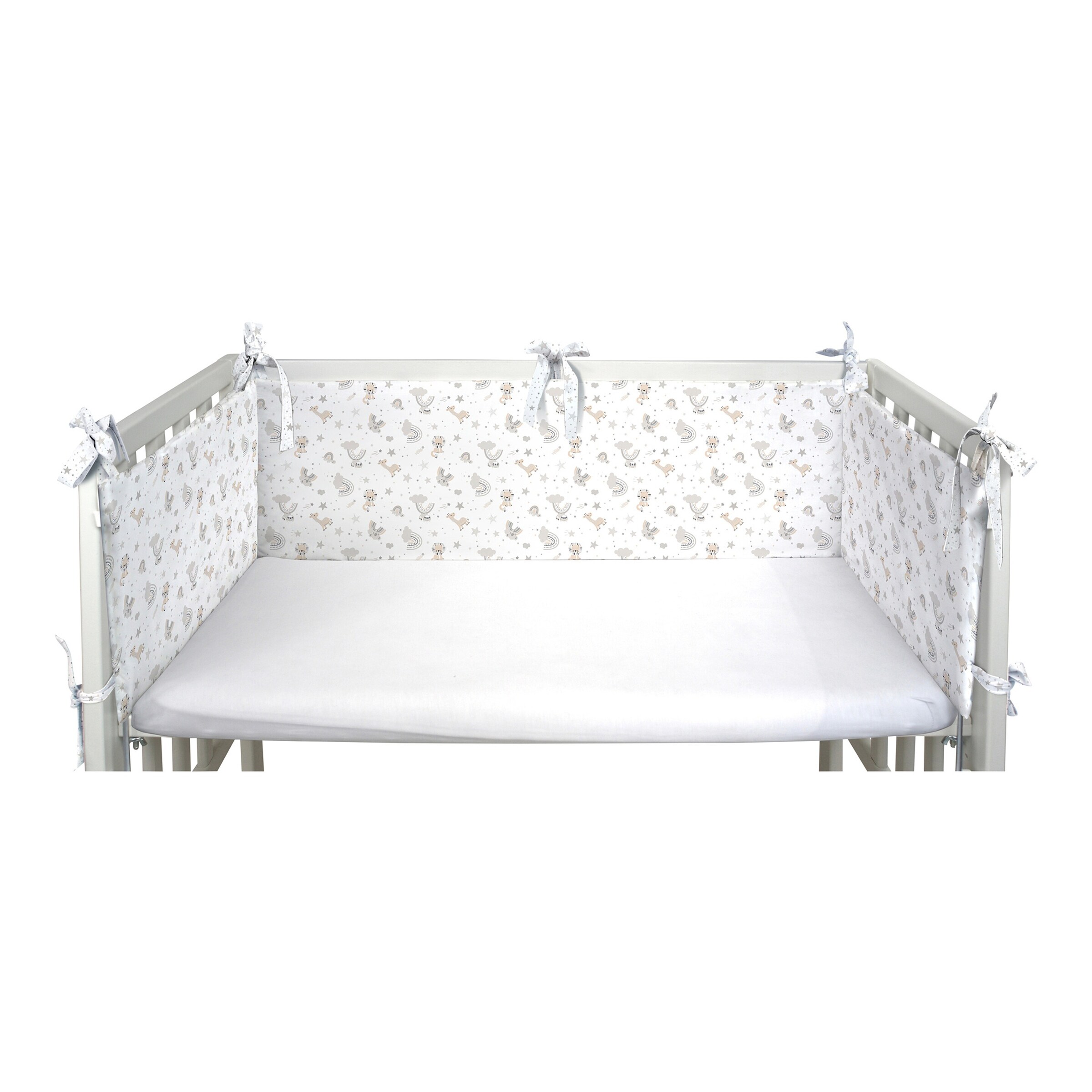 BORNINO HOME Nestchen für Beistellbett 26x170 cm taupe / kleiner Regenbogen