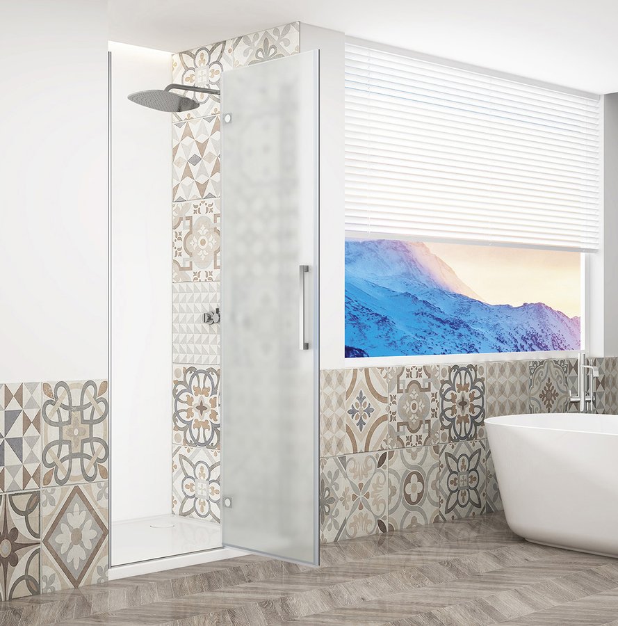 Gelco Trinity douchedeur 100cm rechts met mat glas chroom