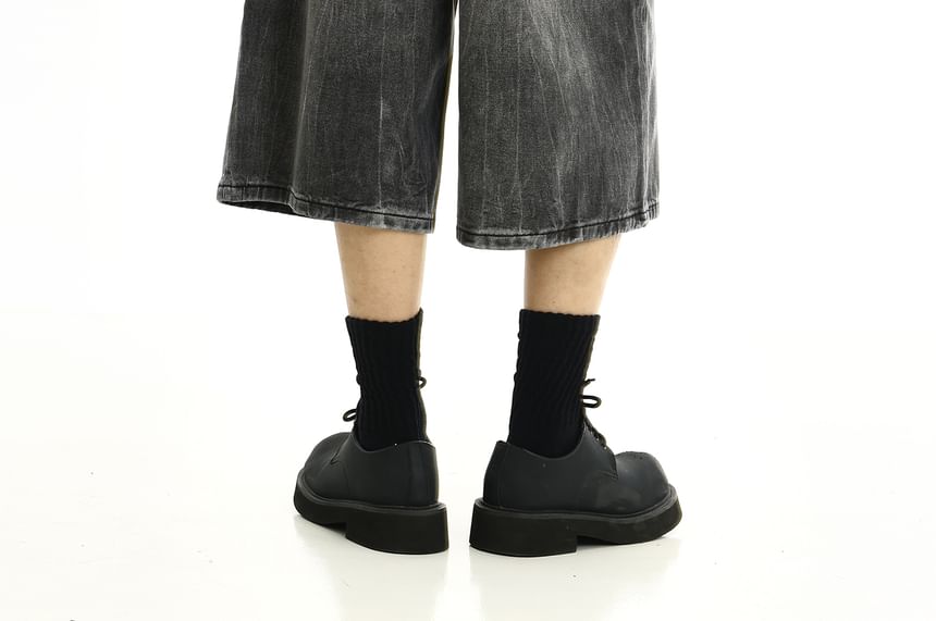Meiksip - Mid Rise Washed Denim Shorts
