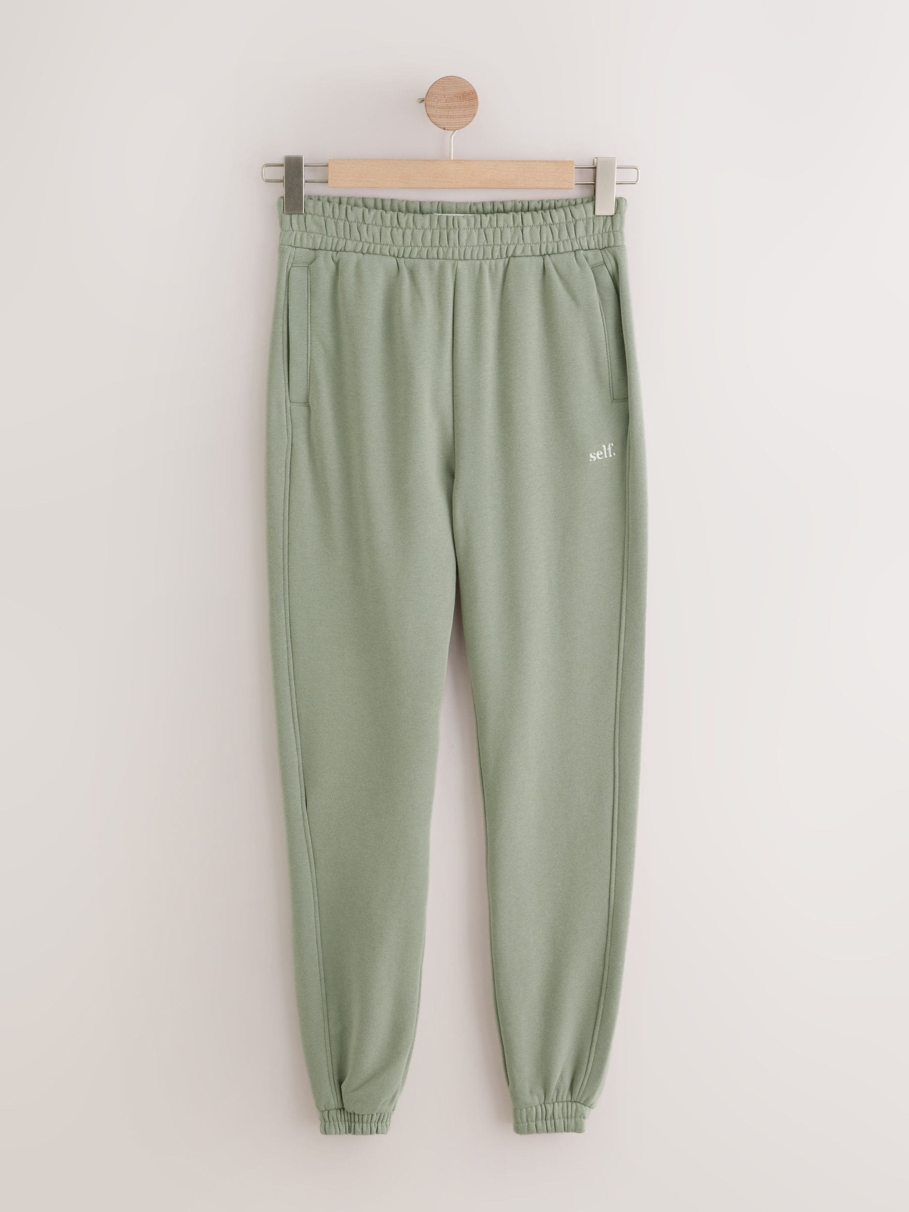 Grijs-groen - Self. joggingbroek met boorden