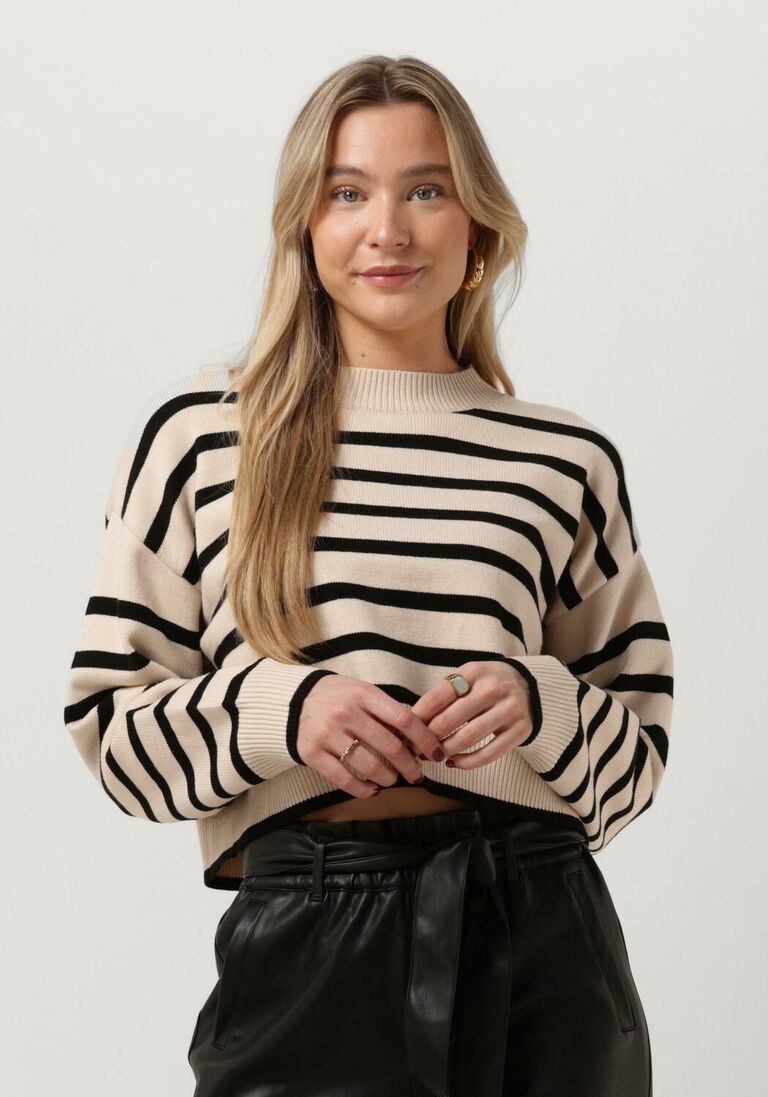 NEO NOIR ecru neo noir trui rebekka stripe knit blouse
