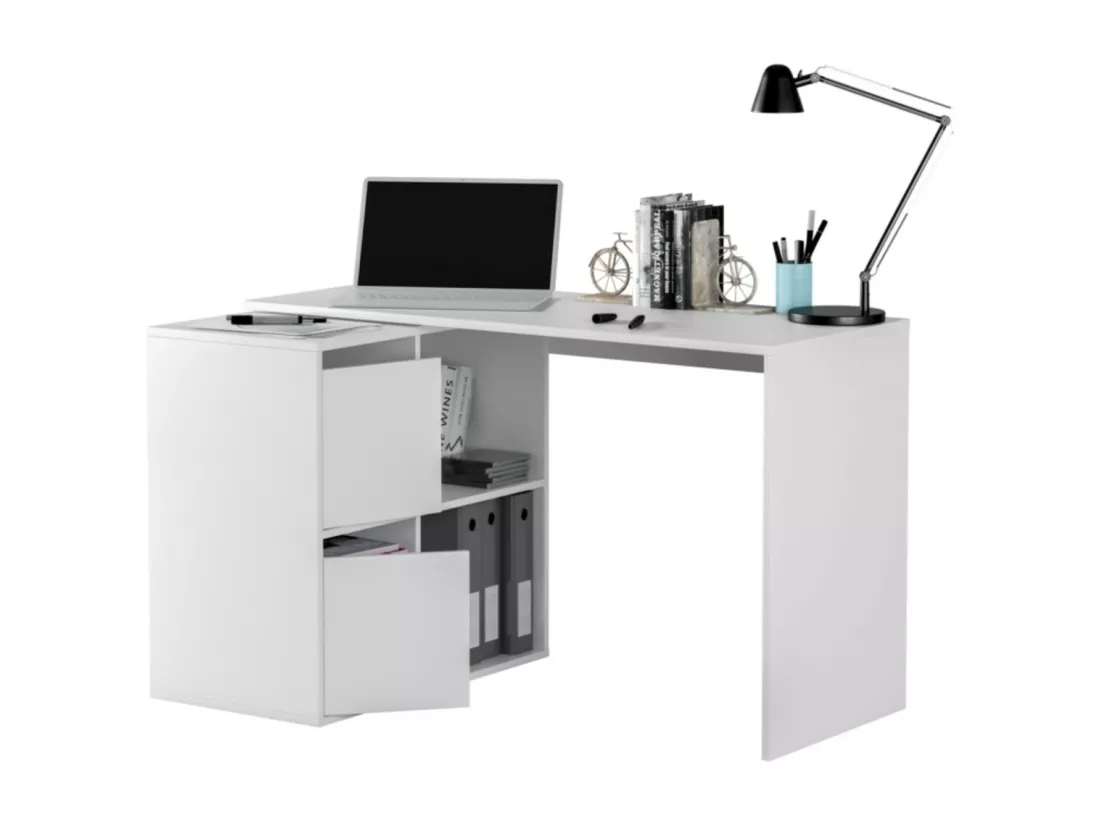 Bureau angle modulable avec rangement L120 cm