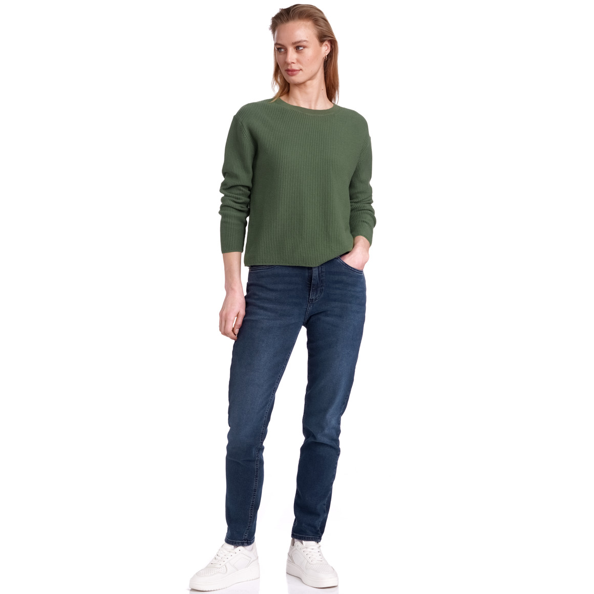 Jonas Nielsen Damen Pullover mit Rippstruktur dunkelgrün