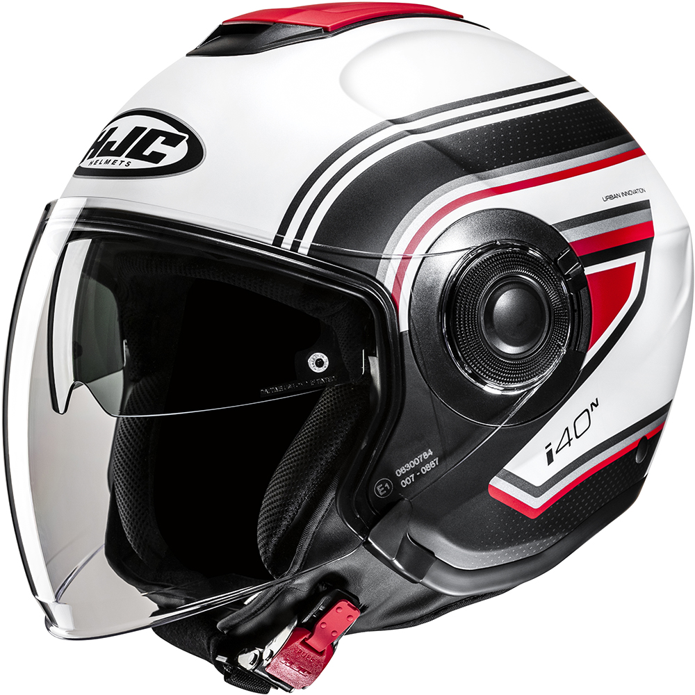 HJC - Casque i40 N Linia MC1SF / Blanc / Noir / Rouge / Mat