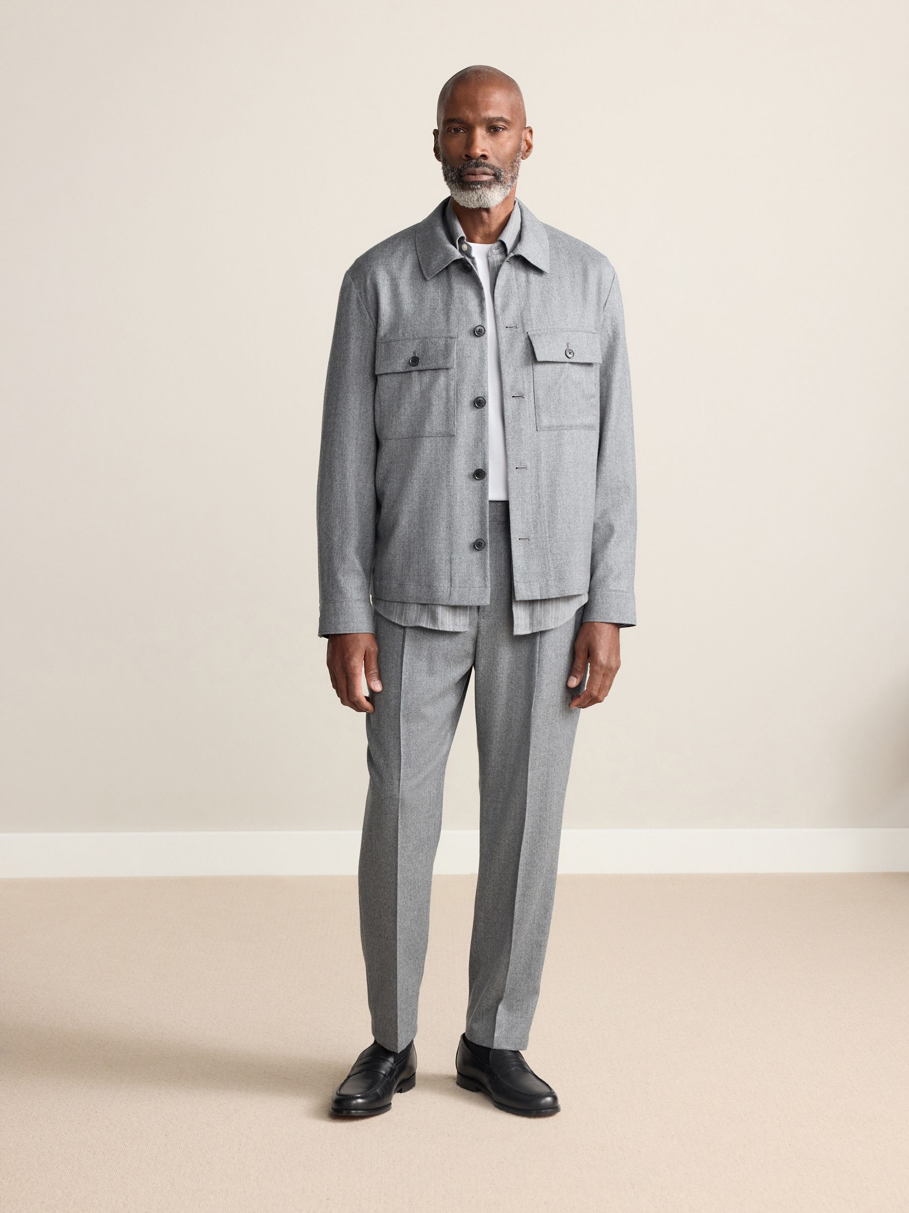 Grijs - Signature Regular Tapered 100% REDA Marino Wool Smart Trousers With Elasticated Back
