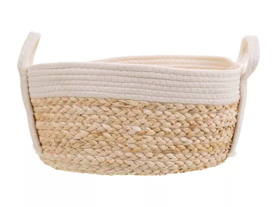 Panier blanc en corde tressée 40x30x18h