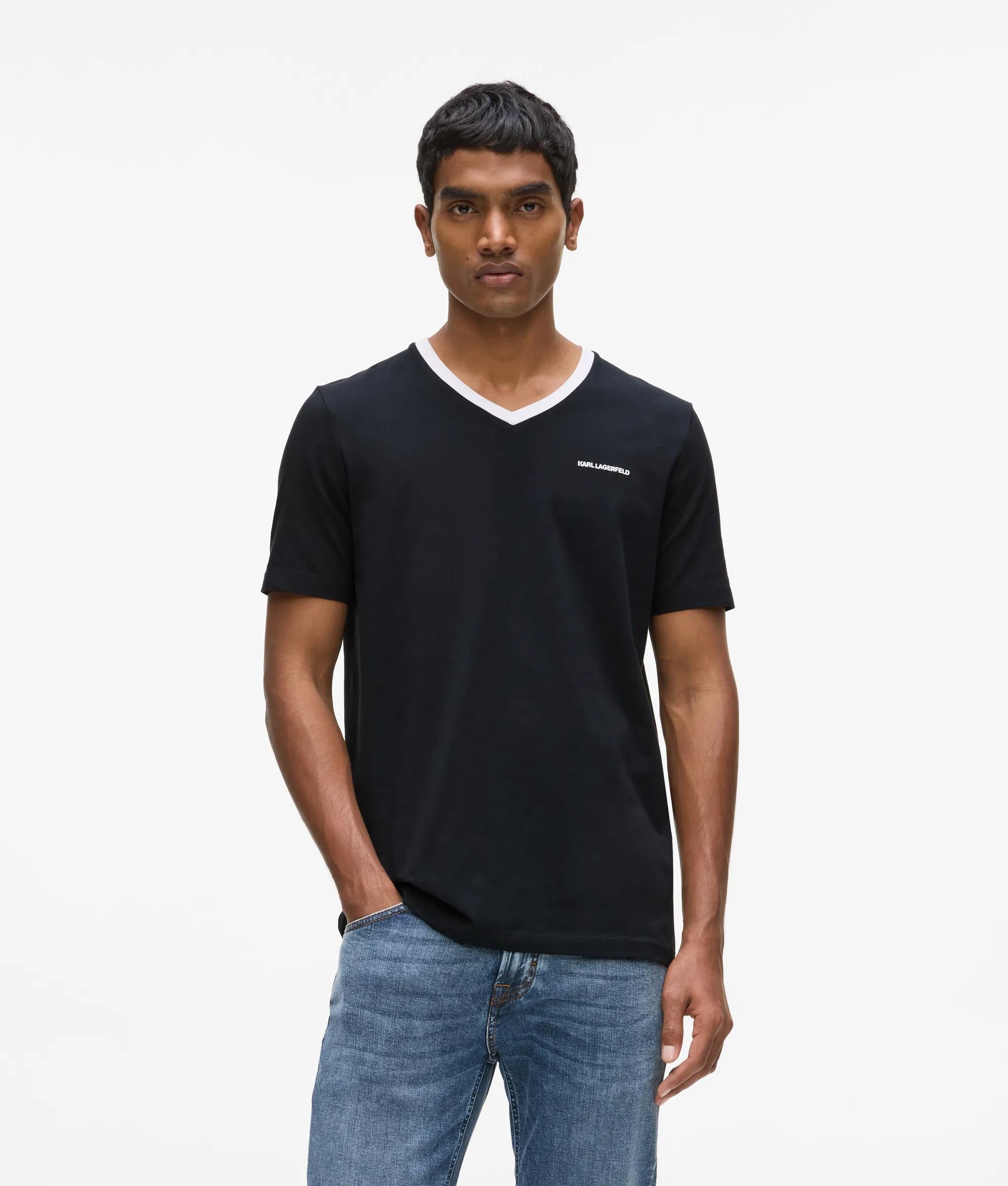 Contrast V-hals T-shirt