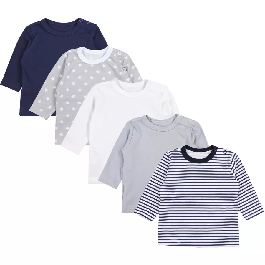 TupTam Baby Jungen Langarmshirt 5er Pack grauweiß