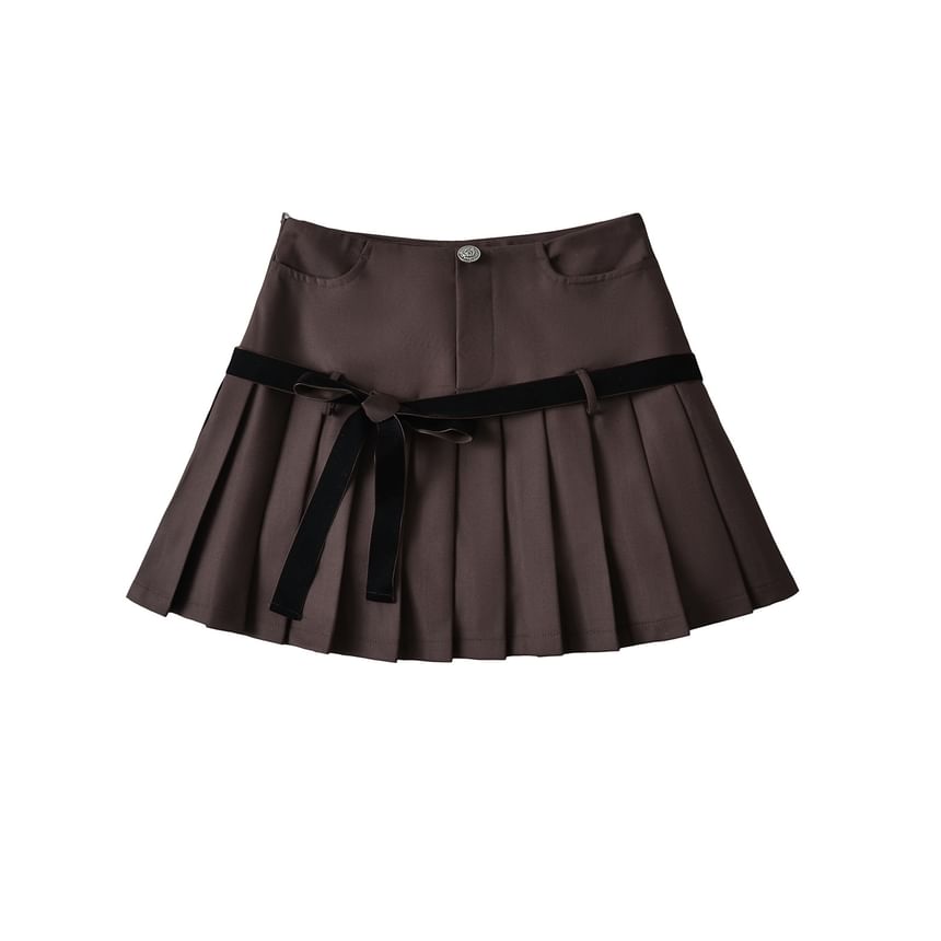 Sundine - Mini A-lijn rok met hoge taille en strikplooien