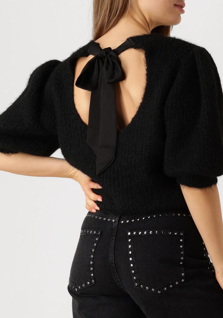 zwarte co'couture trui coralie bow rib knit