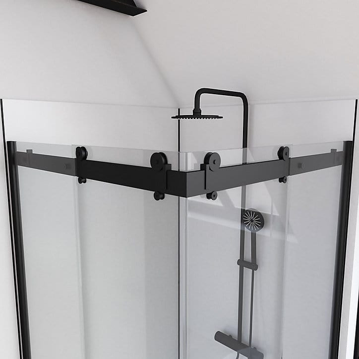 Porte de douche en angle noir Galedo Rolling 90 x 90cm