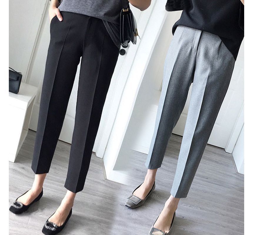 Inchioh - Hoge taille effen cropped broek