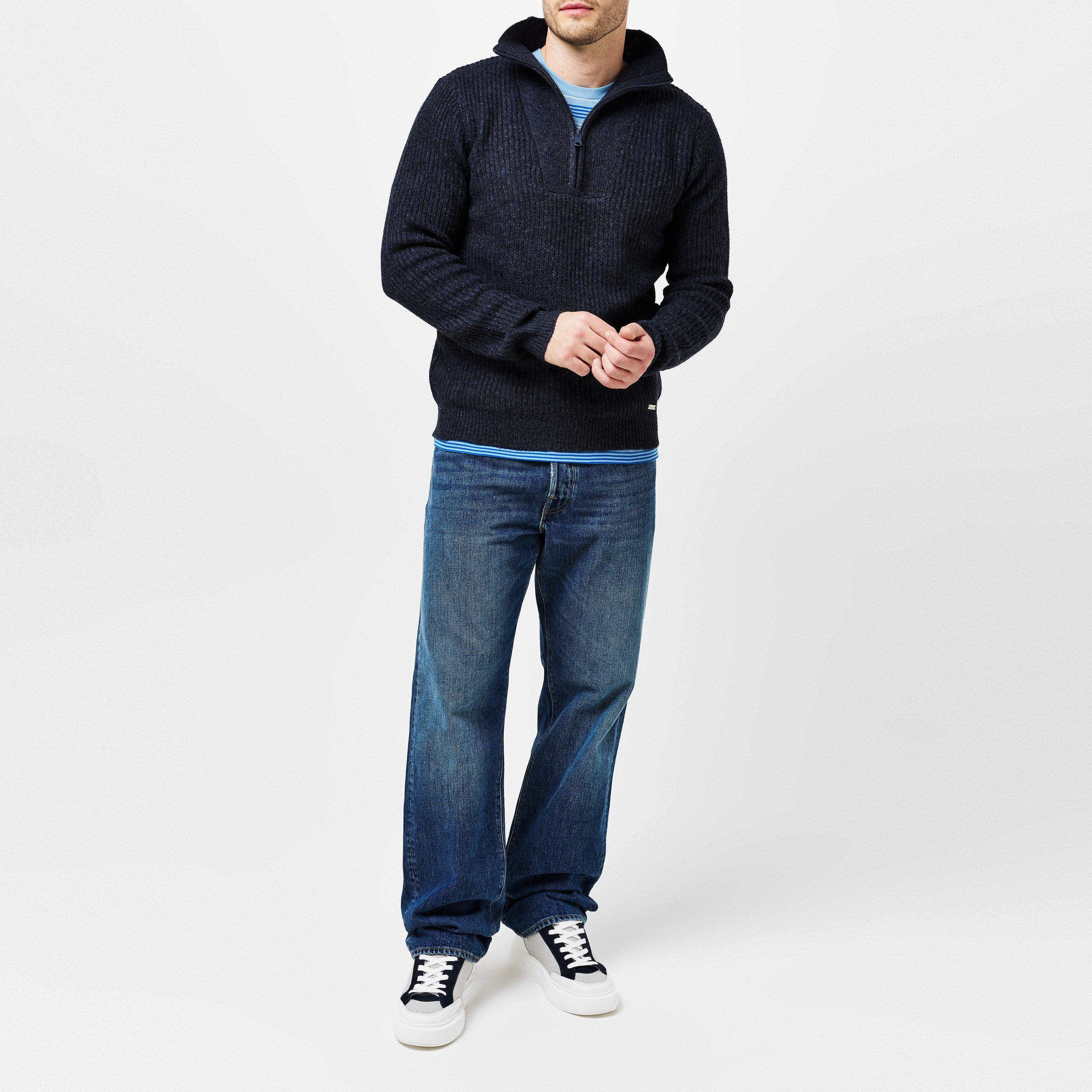 Threadbare Knitted Quarter Zip Jumper Mens