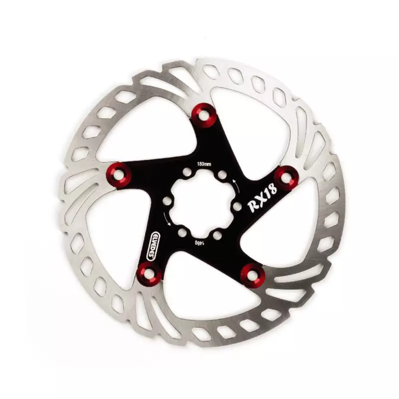 ELVEDES RX18 Floating disque diamètre 180mm 148g with 6 vis de disque Black and Red