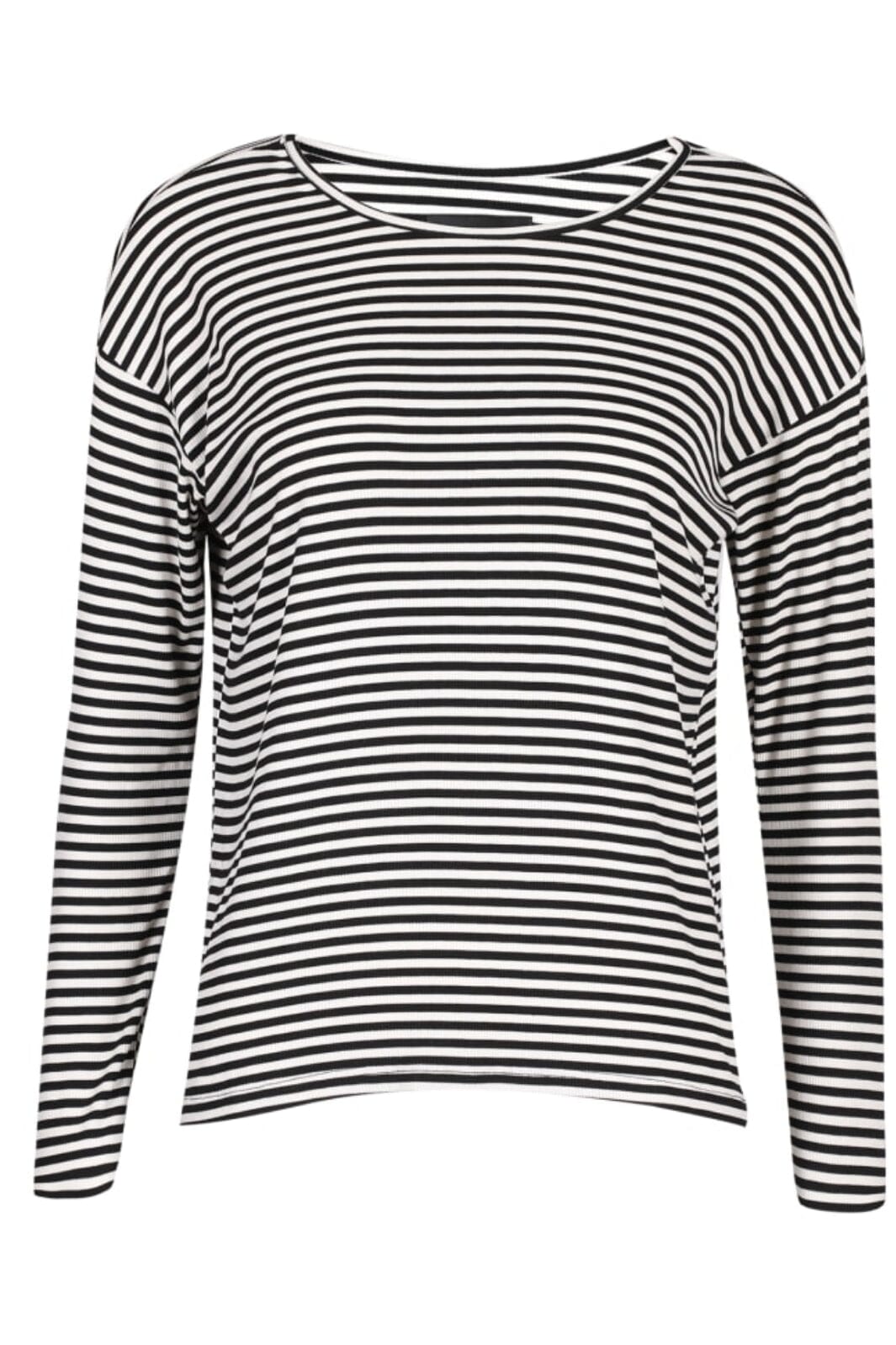 Liberte Natalia-Ls-Boxy-Blouse black creme small stripe