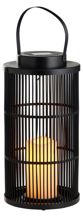 Lanterne med solceller sort Ø18 x 36 cm - Garden