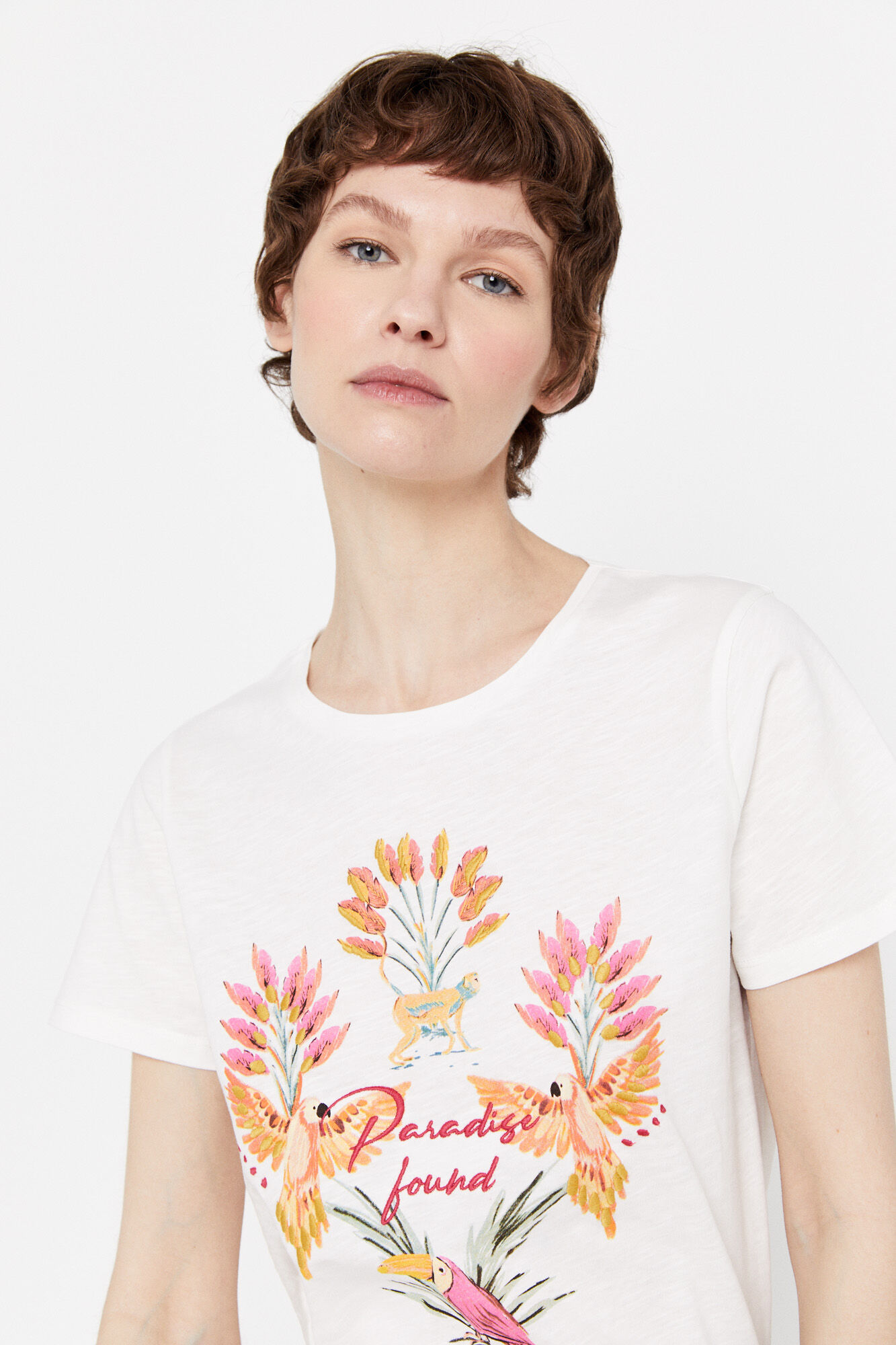 Camiseta com estampa de selva - Estampa branca