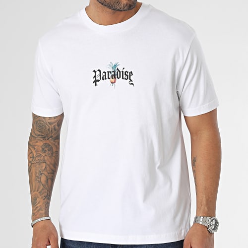 Tee Shirt Oversize Large Paradise Parrot Blanc